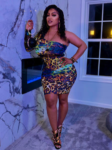 Multi colored leopard mini dress