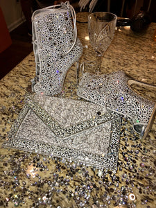 Silver Diamond Encrusted Silver Clutch