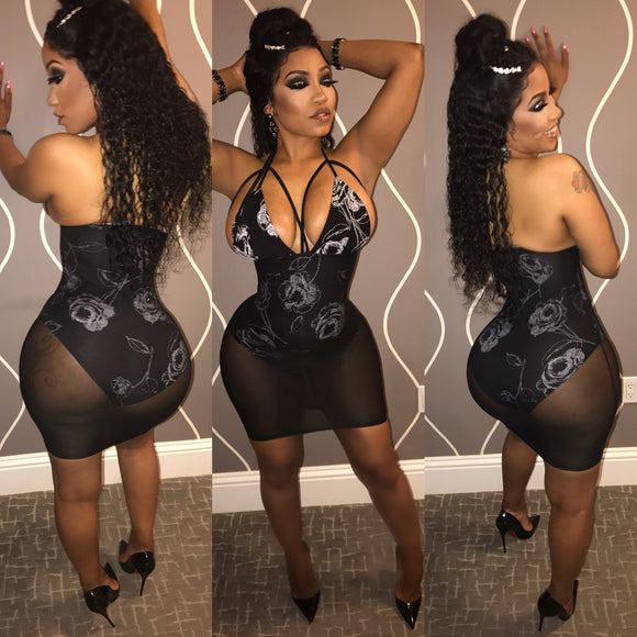 Black/ White Mini dress with built in underliner