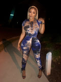 2 Piece Blusish/Nude Tye Dye Set With Hoodie