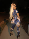 2 Piece Blusish/Nude Tye Dye Set With Hoodie