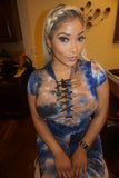 2 Piece Blusish/Nude Tye Dye Set With Hoodie