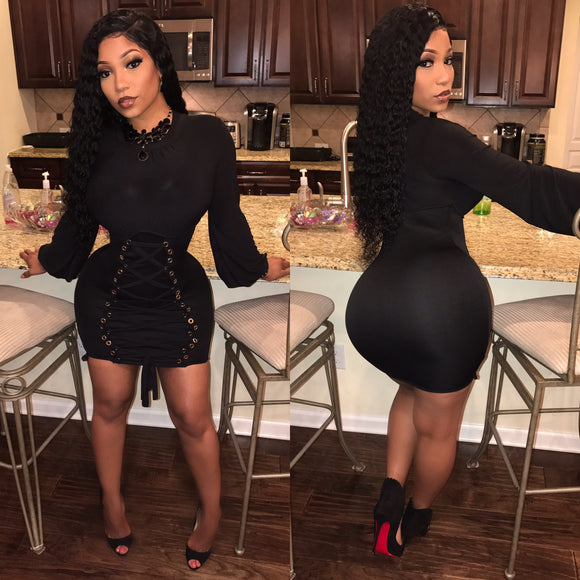 Black Mini Dress With Gold Studs