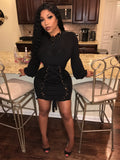 Black Mini Dress With Gold Studs