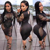 Black With Nude Abstract Mini Dress