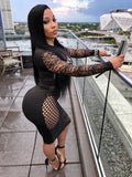 Black With Nude Abstract Mini Dress