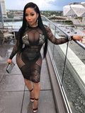Black With Nude Abstract Mini Dress