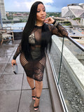 Black With Nude Abstract Mini Dress