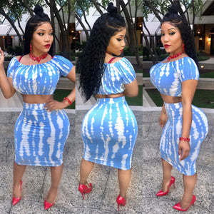 Sky Blue and White Tye Dye Set