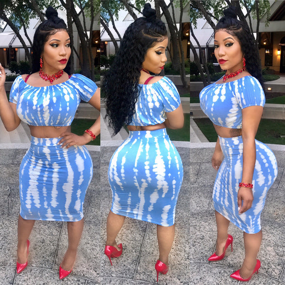 Sky Blue and White Tye Dye Set