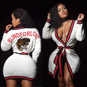 Blind For Love White "Gucci" Robe Or Can Be Worn As A Dress. Built In Swarvoski Crystals On The Back