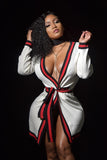 Blind For Love White "Gucci" Robe Or Can Be Worn As A Dress. Built In Swarvoski Crystals On The Back