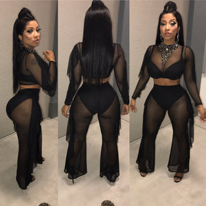 Black 2 piece set "mesh material with built in underliner"