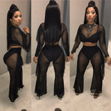 Black 2 piece set "mesh material with built in underliner"