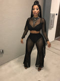 Black 2 piece set "mesh material with built in underliner"