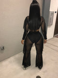 Black 2 piece set "mesh material with built in underliner"
