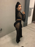 Black 2 piece set "mesh material with built in underliner"