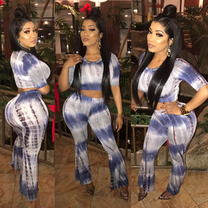 2 Piece Blue Tye Dye TOP ONLY BOTTOMS NOT INCLUDED