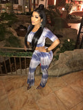 2 Piece Blue Tye Dye TOP ONLY BOTTOMS NOT INCLUDED