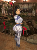 2 Piece Blue Tye Dye TOP ONLY BOTTOMS NOT INCLUDED
