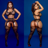 Ms Allure Black Bodysuit WITHOUT” Charcoal Black/White Swarvoski Crystal Earrings "WITHOUT” Black Bloody Mary Shoes