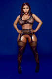 Ms Allure Black Bodysuit WITHOUT” Charcoal Black/White Swarvoski Crystal Earrings "WITHOUT” Black Bloody Mary Shoes