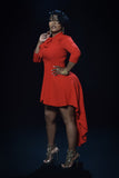 Red Peplum Bow Tie Dress