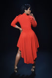 Red Peplum Bow Tie Dress