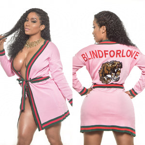 Blind For Love"Gucci" Pink Robe or can be worn as a dress.. Built in Swarvoski Crystals On The Back