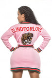Blind For Love"Gucci" Pink Robe or can be worn as a dress.. Built in Swarvoski Crystals On The Back