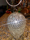 Silver Diamond Encrusted Clutch/Hand  Bag
