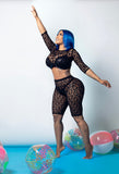 Black Mesh Material Swim Suit Cover UP