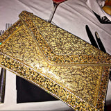 Gold Diamond Encrusted with Silver Diamonds Clutch