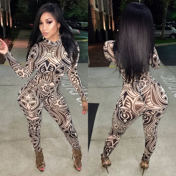 Tribal Black/Nude Bodysuit