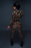 Ms. Gold/Black Detailed 2 Piece Set BOTH TOP AND BOTTOM "HIGH QUALITY MATERIAL"