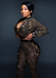 Ms. Gold/Black Detailed 2 Piece Set BOTH TOP AND BOTTOM "HIGH QUALITY MATERIAL"