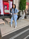 Lite Blue Distressed Jean Set