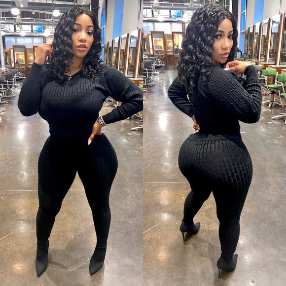 Black knitted Sweater 2 Piece Set
