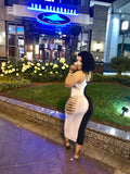 Black/ White Slitted dress