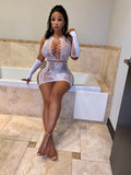 Ms Embedded White Lingerie WITH (Silver ring anklet accessory)