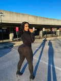 Black Knitted Accent Big Sleeved 2 Piece Set