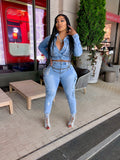 Lite Blue Distressed Jean Set