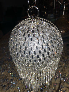 Silver Diamond Encrusted Clutch/Hand  Bag