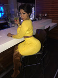 Mustard shingled 2 piece mini dress set BOTTOMS ONLY NO TOP