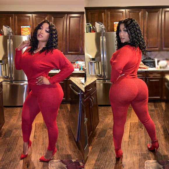 Red Knit Bodysuit