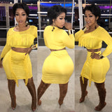 Mustard shingled 2 piece mini dress set BOTTOMS ONLY NO TOP