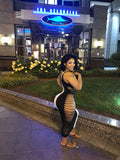 Black/ White Slitted dress