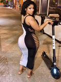Black/ White Slitted dress