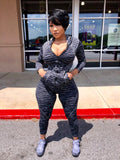 Black Greyish 2 Piece work out set “with hoodie”