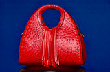 Red mini dress with Red Gator Handbag